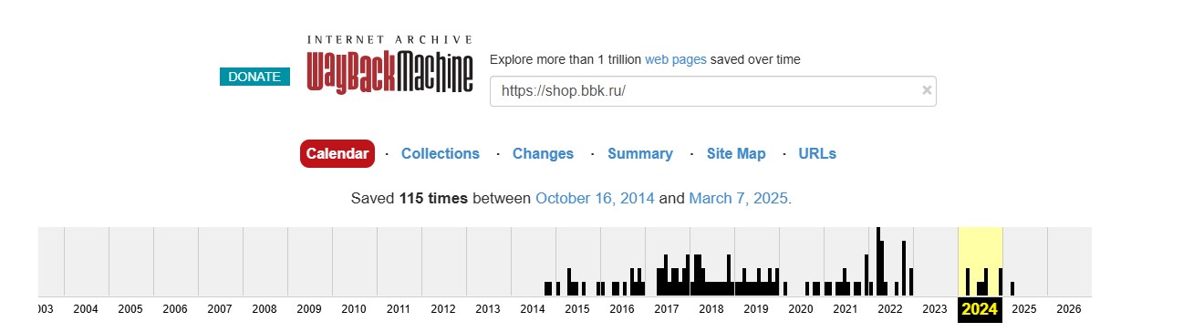 Первые сохранения домена shop.bbk.ru в WebArchive есть с 2014 года. Домен был старым, но к моменту запуска на Яндекс KITᵝ не работал как полноценный интернет-магазин